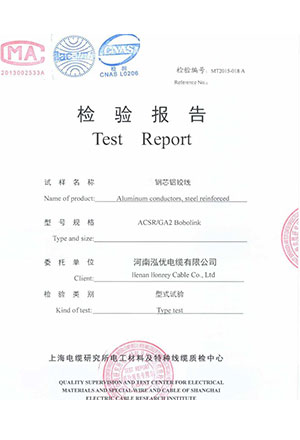 electrical cable type test report