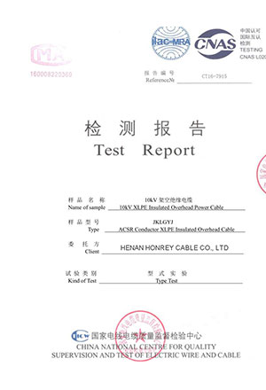 honrey electrical cable type test report